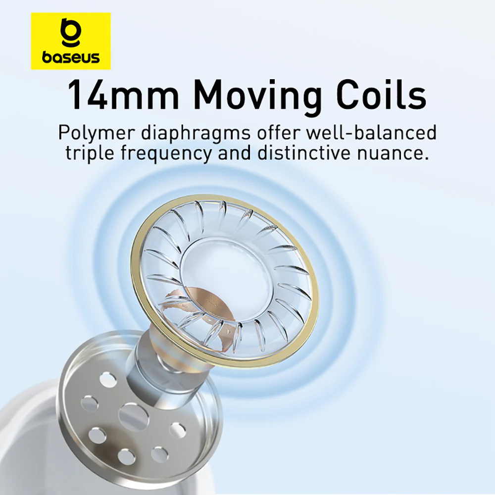 Baseus Enock CZ17 Semi-In-Ear Wired Earphones - Moon White - Image 2