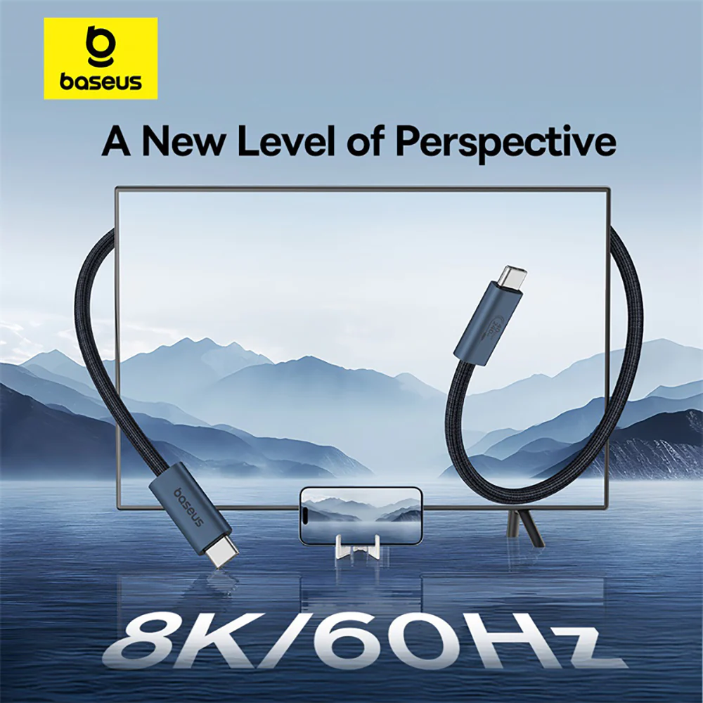 Baseus Flash Series 2 USB4 Full-Function Data Cable Type-C to Type-C 240W 1m Starry Black - Image 4