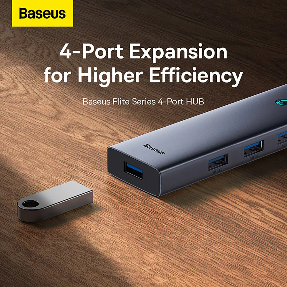 Baseus Flite Series 4-Port HUB - Space Gray - Image 2