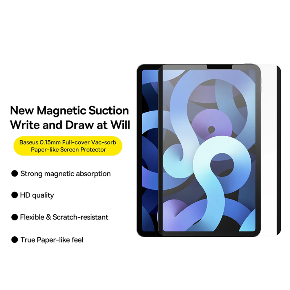Baseus Full-Cover Vacuum Adsorption Paper-like Screen Protector - Transparent - Image 2