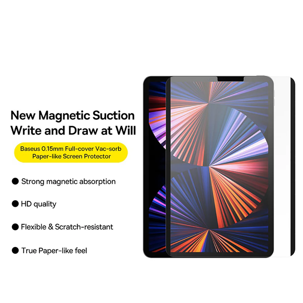 Baseus Full-Cover Vacuum Suction Paper-like Screen Protector - Transparent - Image 2