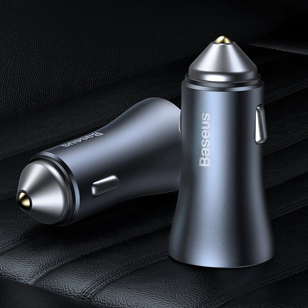 Baseus Golden Contactor Pro Dual Quick Charger Car Charger 40W - Dark Gray - Image 4