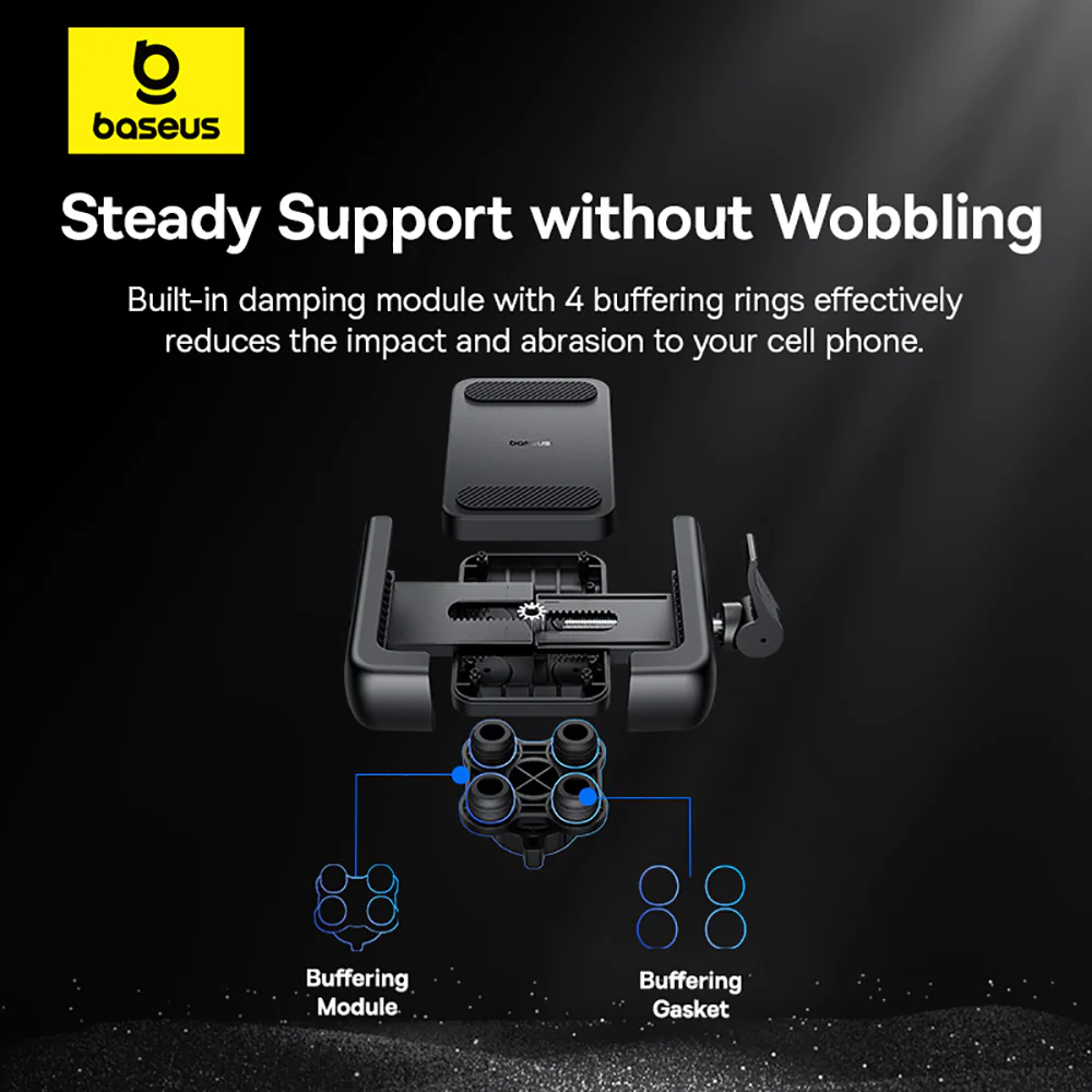 Baseus GoTrip Motorcycle Phone Mount with Rearview Mirror - Starry Black - Image 3