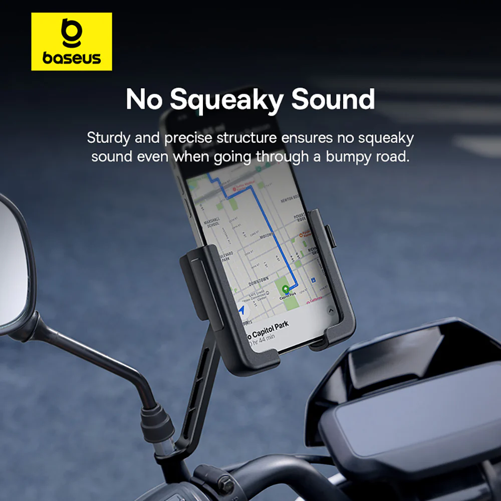 Baseus GoTrip Motorcycle Phone Mount with Rearview Mirror - Starry Black - Image 5