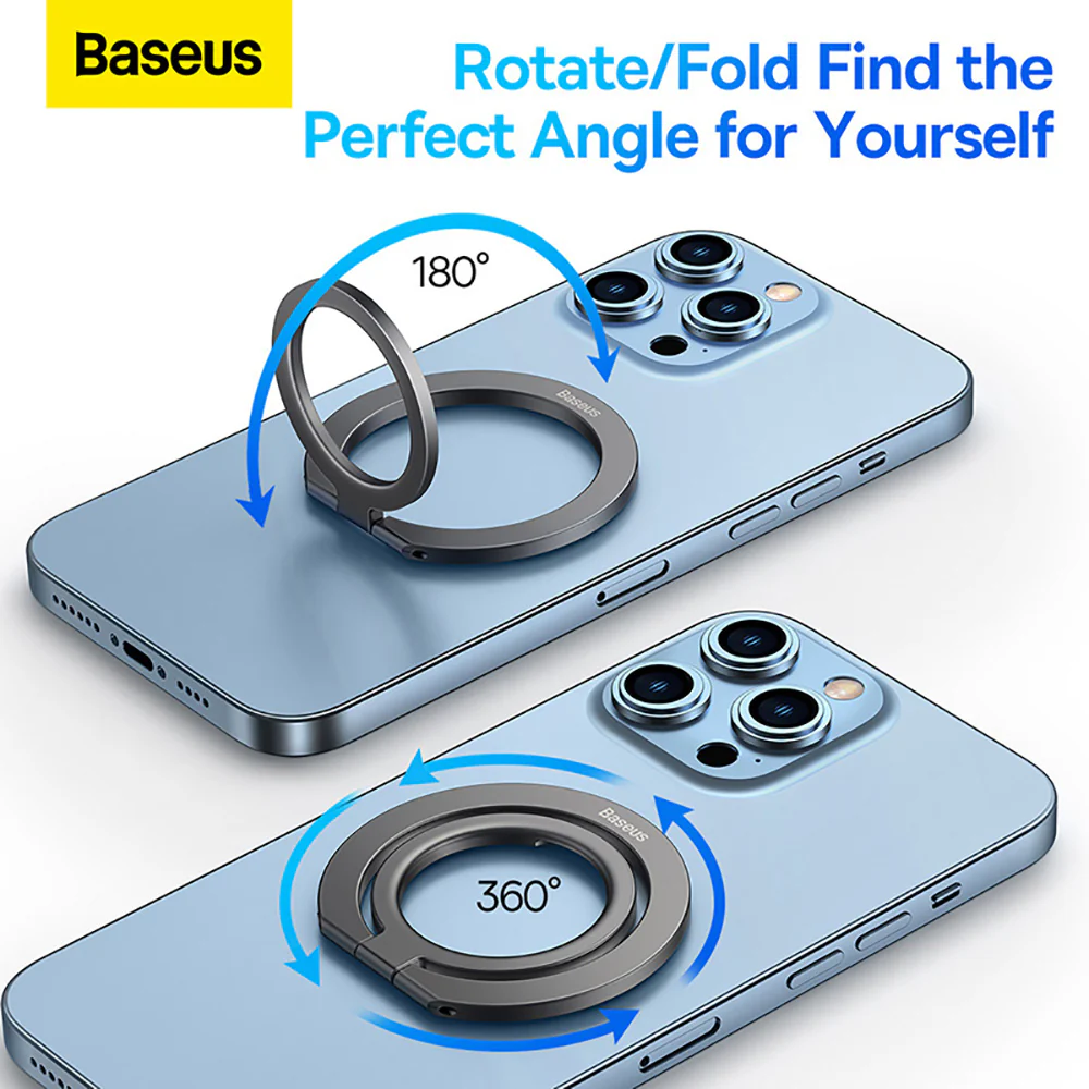 Baseus Halo Series Foldable Metal Ring Stand (Single Ring) - Deep Space Gray - Image 4