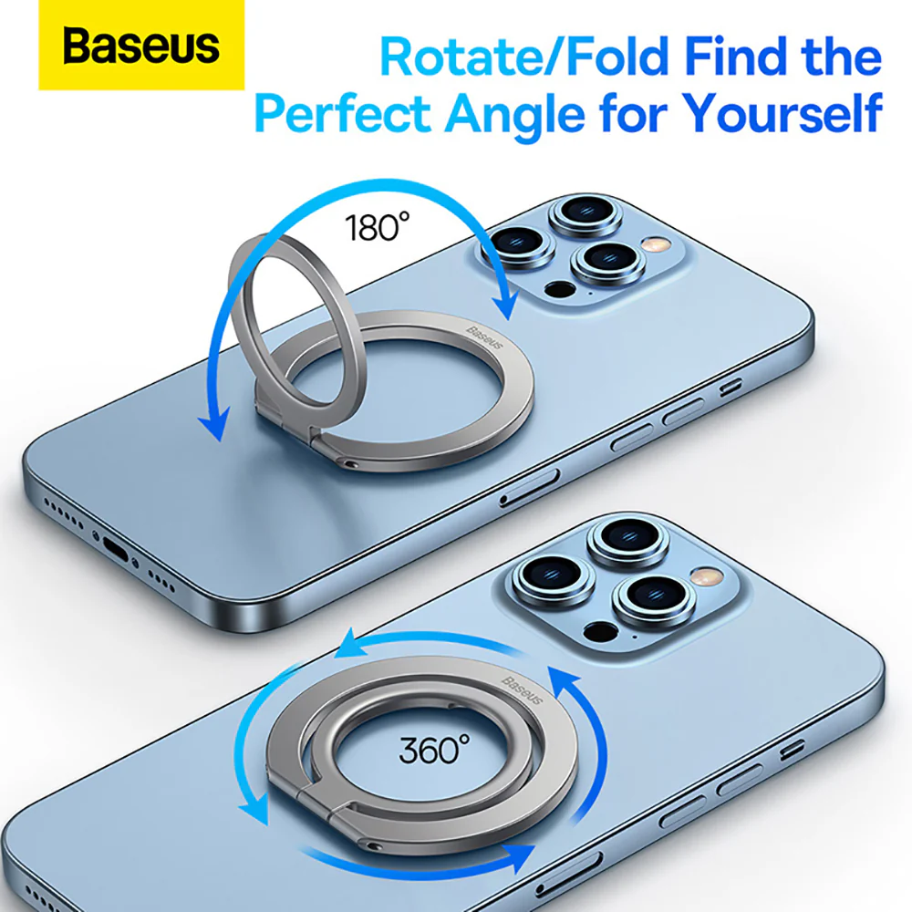 Baseus Halo Series Foldable Metal Ring Stand (Single-ring) - Silver - Image 4