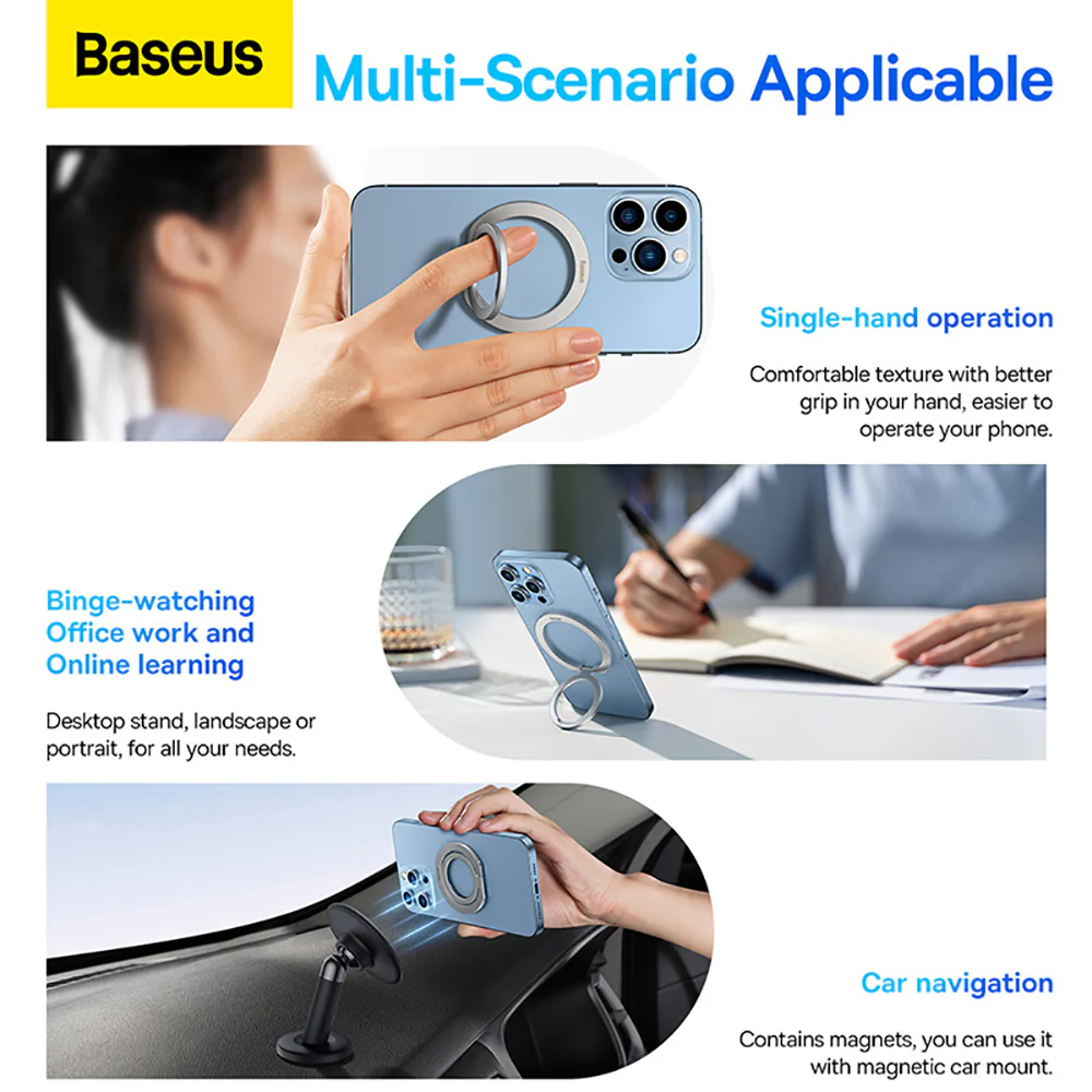 Baseus Halo Series Foldable Metal Ring Stand (Single-ring) - Silver - Image 5