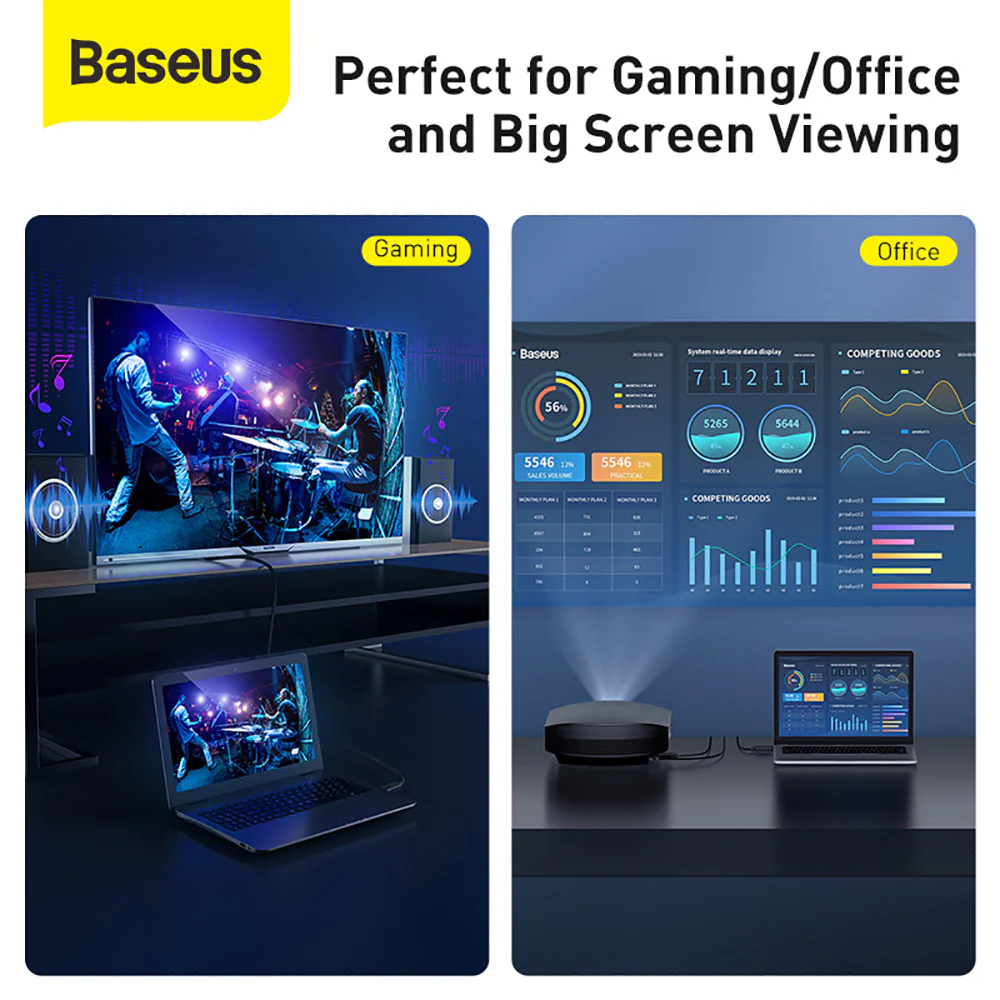 Baseus HDMI to HDMI High Definition Cable 5m - Black - Image 2