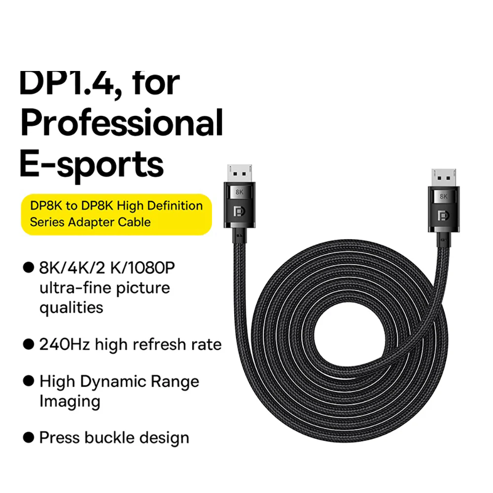Baseus High Definition DP8K to DP8K Cable - 5m, Starry Black