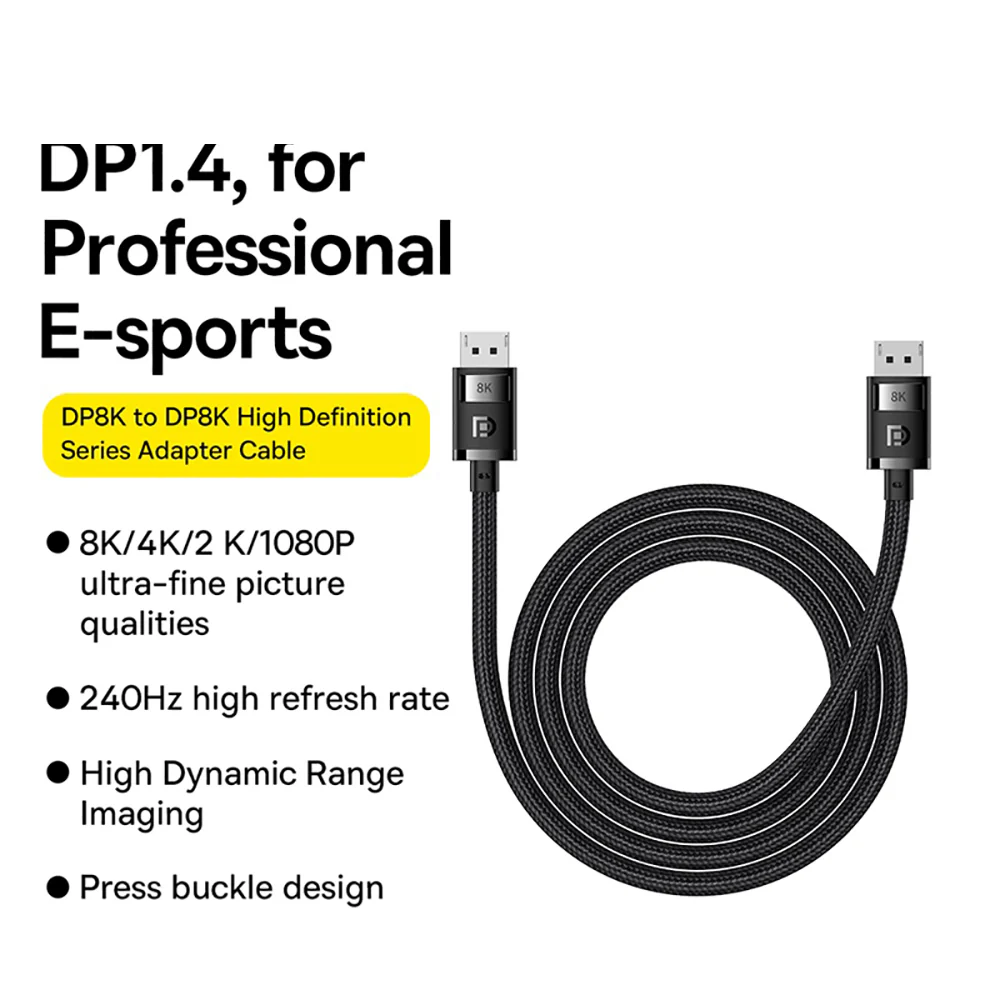 Baseus High Definition DP8K to DP8K Display Cable 2m - Starry Black
