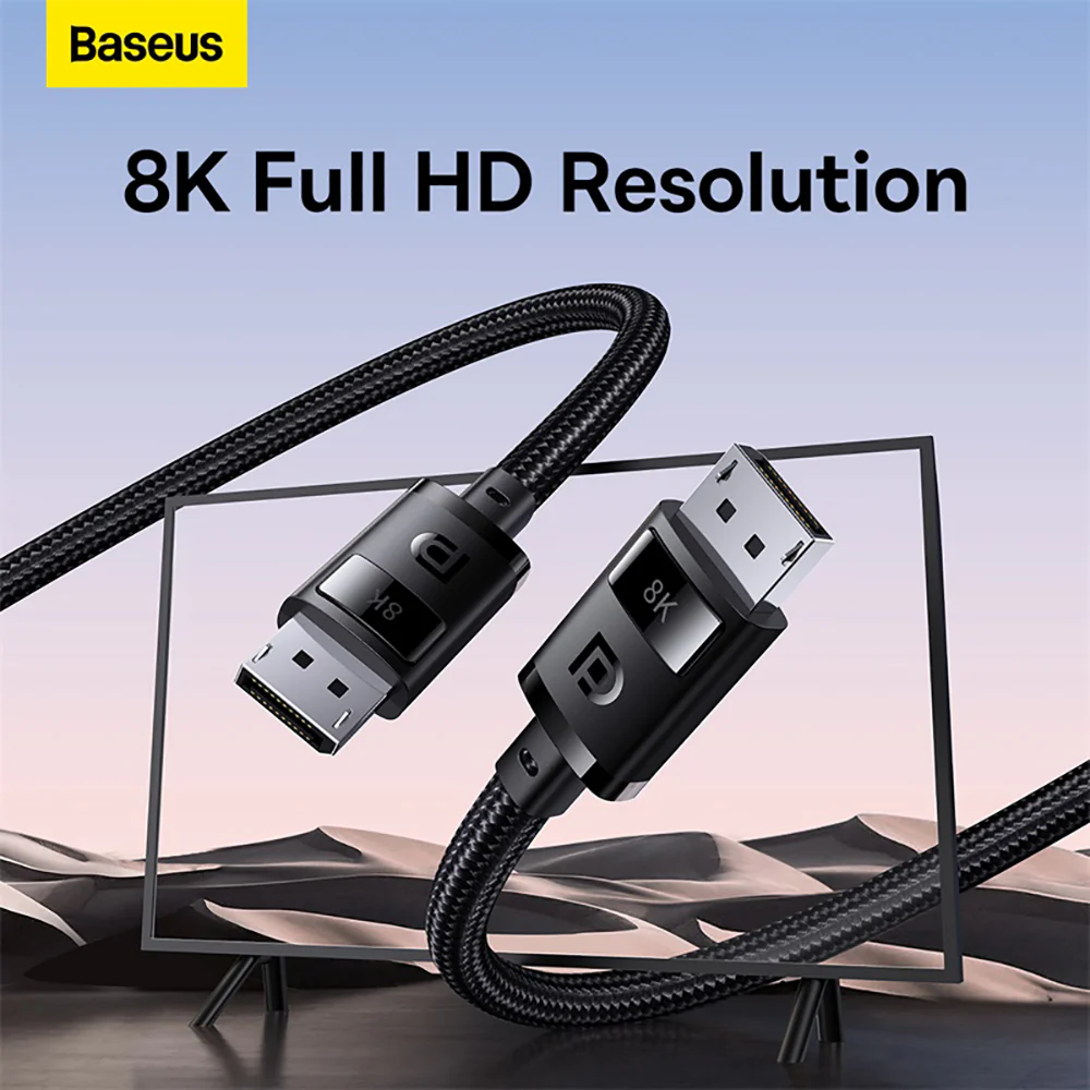 Baseus High Definition DP8K to DP8K Display Cable 2m - Starry Black - Image 2
