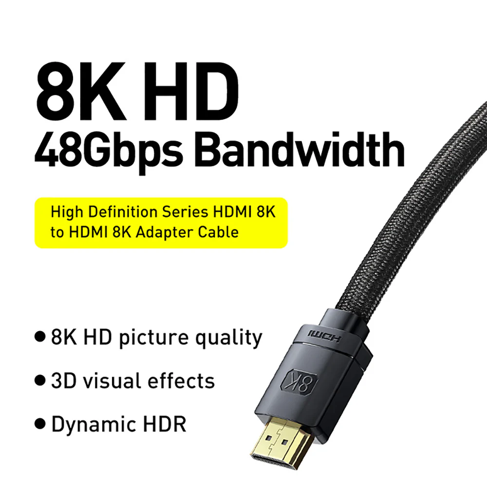 Baseus High Definition Series HDMI 8K to HDMI 8K Adapter Cable - 1m Black