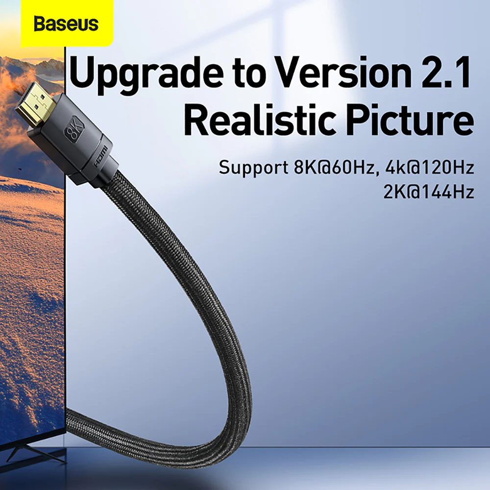 Baseus High Definition Series HDMI 8K to HDMI 8K Adapter Cable - 1m Black - Image 2