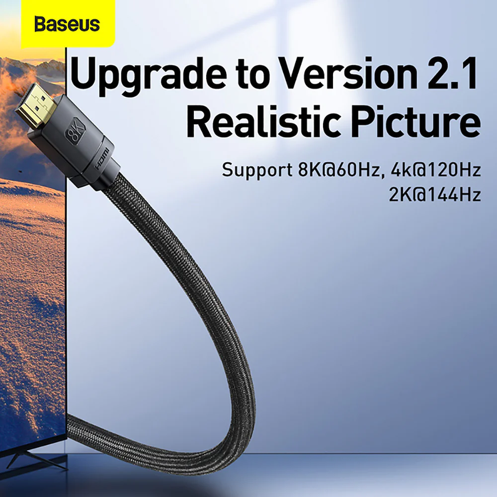 Baseus High Definition Series HDMI 8K to HDMI 8K Adapter Cable - 3m Black - Image 2