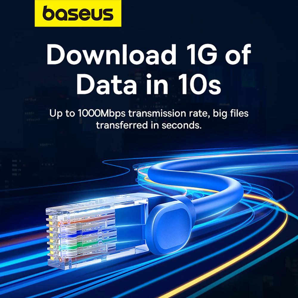 Baseus High Speed CAT6 Gigabit Ethernet Cable - 0.5m, Starry Blue - Image 2