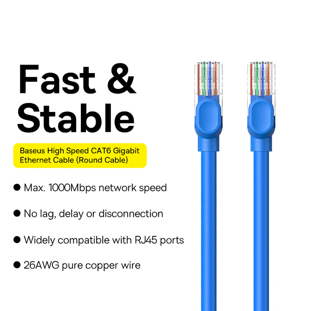Baseus High Speed CAT6 Gigabit Ethernet Cable - 5m, Starry Sea Blue