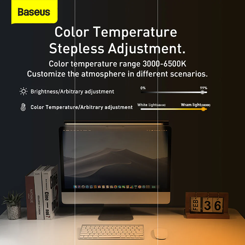 Baseus i-wok Series USB Asymmetric Light Source Screen Hanging Light Pro - Black - Image 5