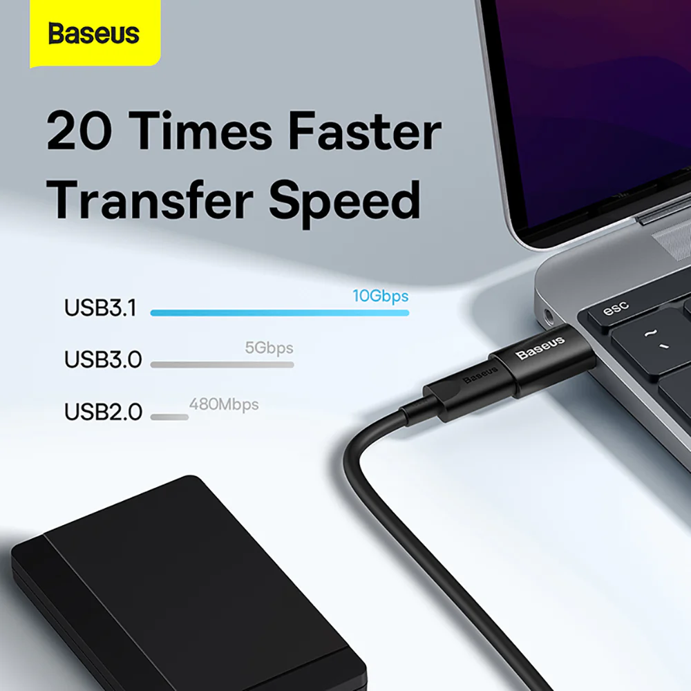 Baseus Ingenuity Series USB to Type-C OTG Adapter USB 3.1 - Black - Image 4