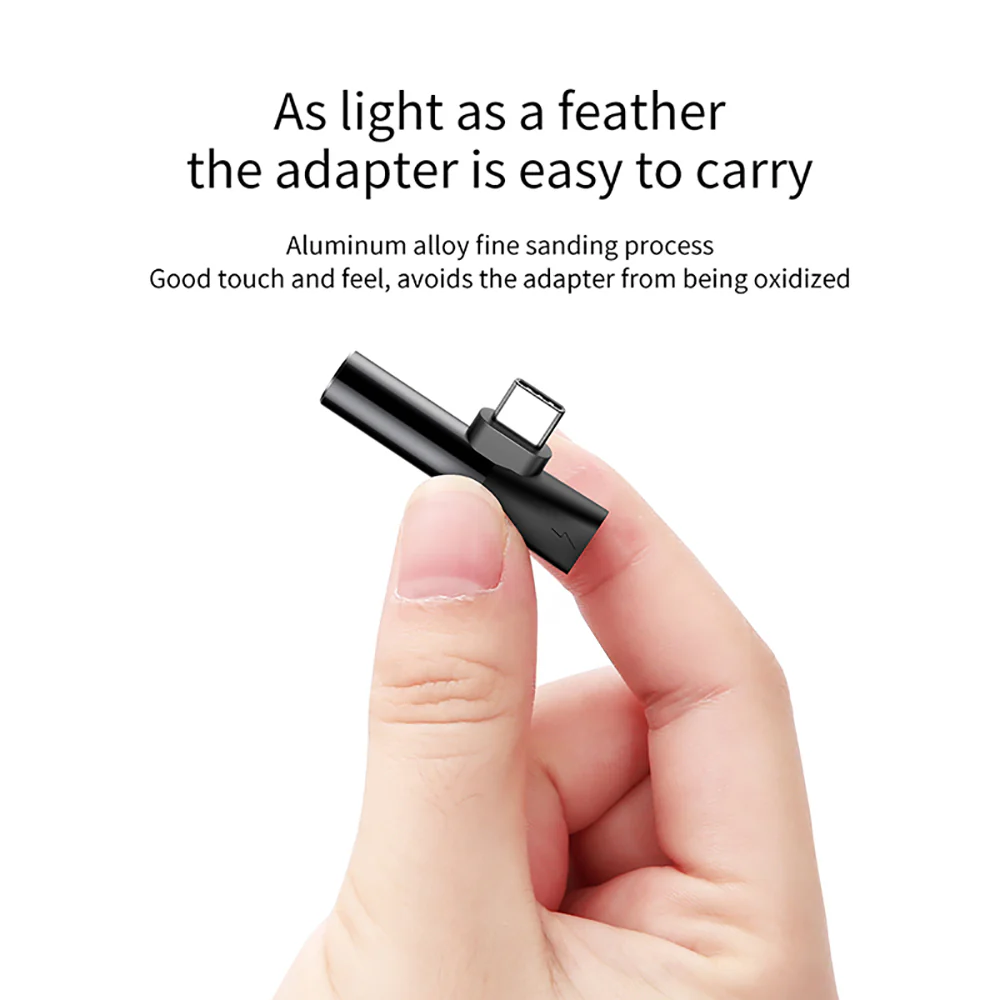 Baseus L41 Type-C to Type-C + 3.5mm Adapter - Black - Image 4
