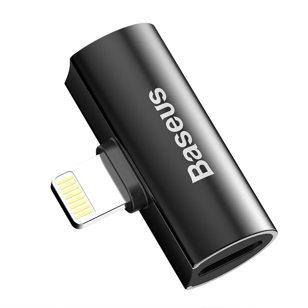 Baseus L46 Dual Lightning Adapter - Mini Metal, Black - Image 2