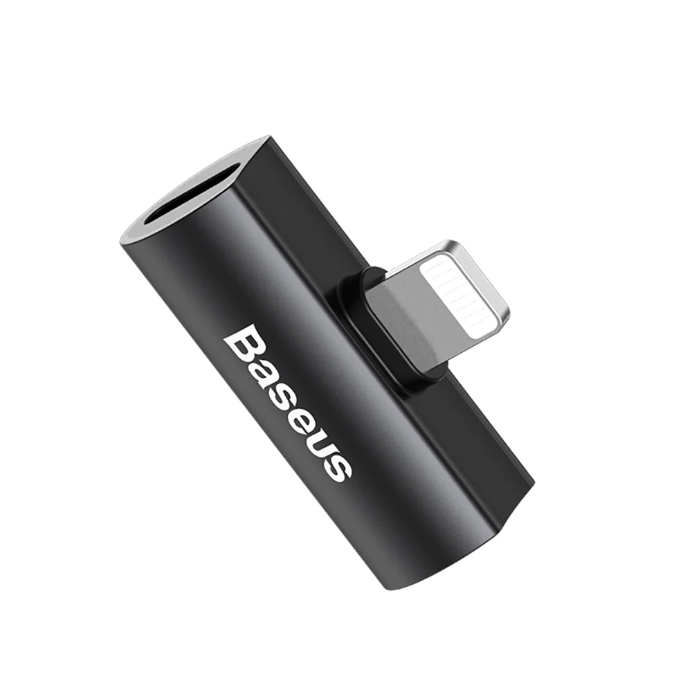 Baseus L46 Dual Lightning Adapter - Mini Metal, Black - Image 3