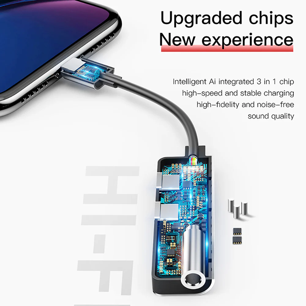 Baseus L52 3-in-1 Adapter with Dual Lightning and 3.5mm Jack - Black - Image 3