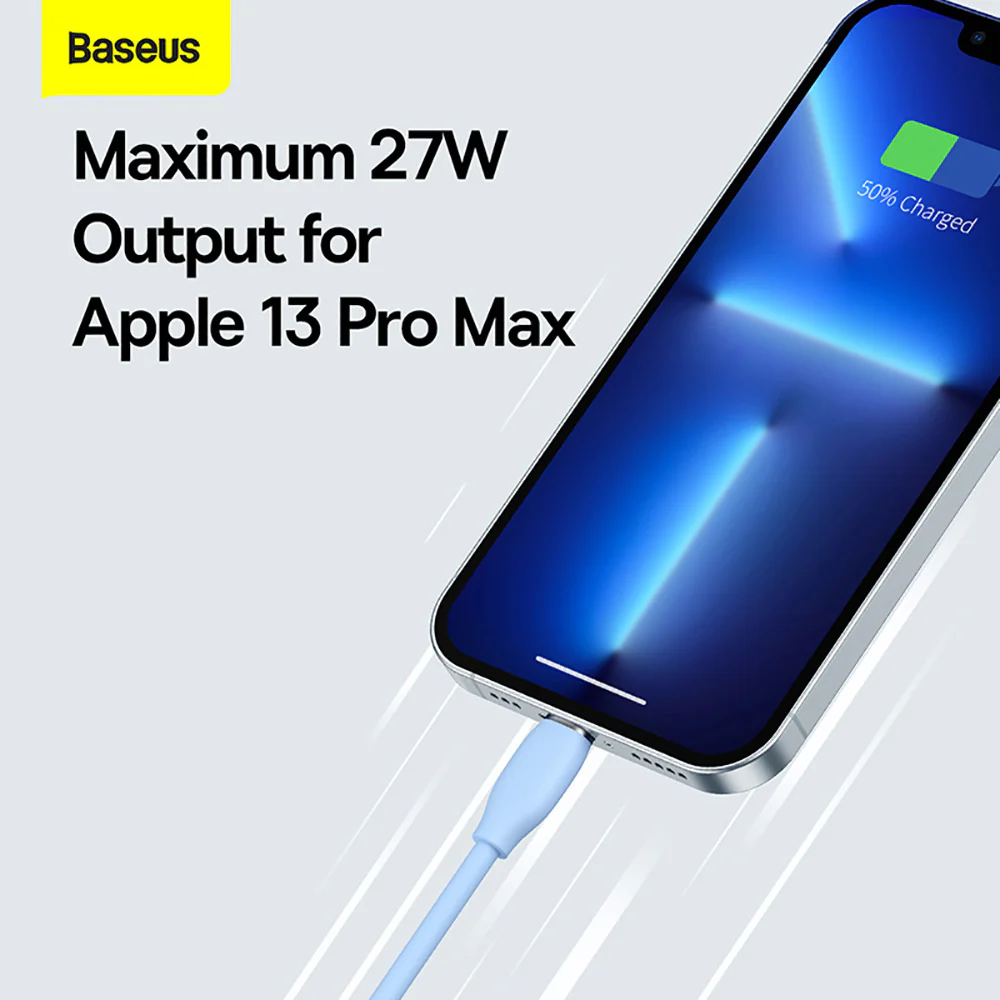 Baseus Liquid Silicone Fast Charging Cable Type-C to iP 20W 1.2m Blue - Image 2