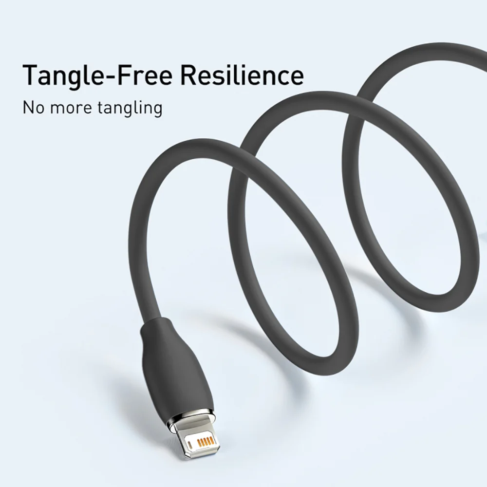 Baseus Liquid Silicone Fast Charging Cable USB to iP 2.4A 1.2m Black - Image 2