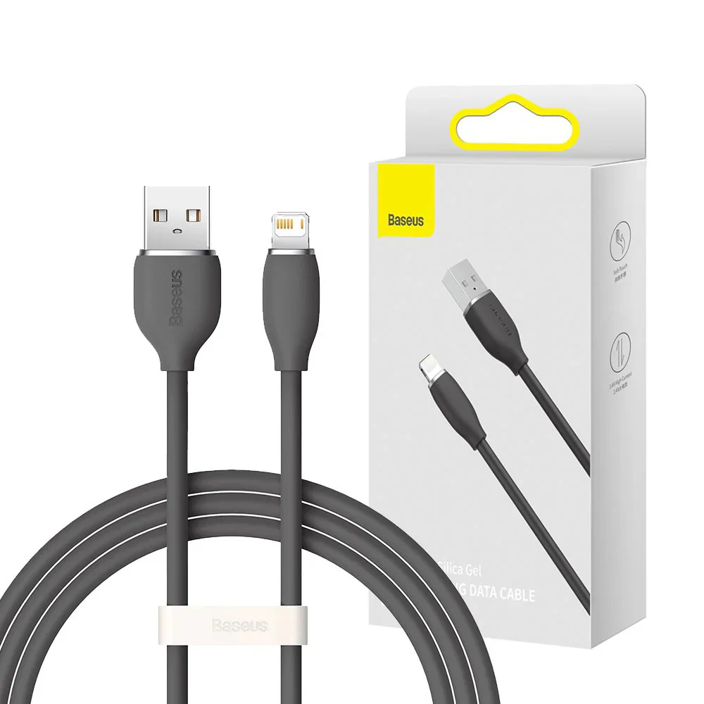 Baseus Liquid Silicone Fast Charging Cable USB to iP 2.4A 1.2m Black - Image 4
