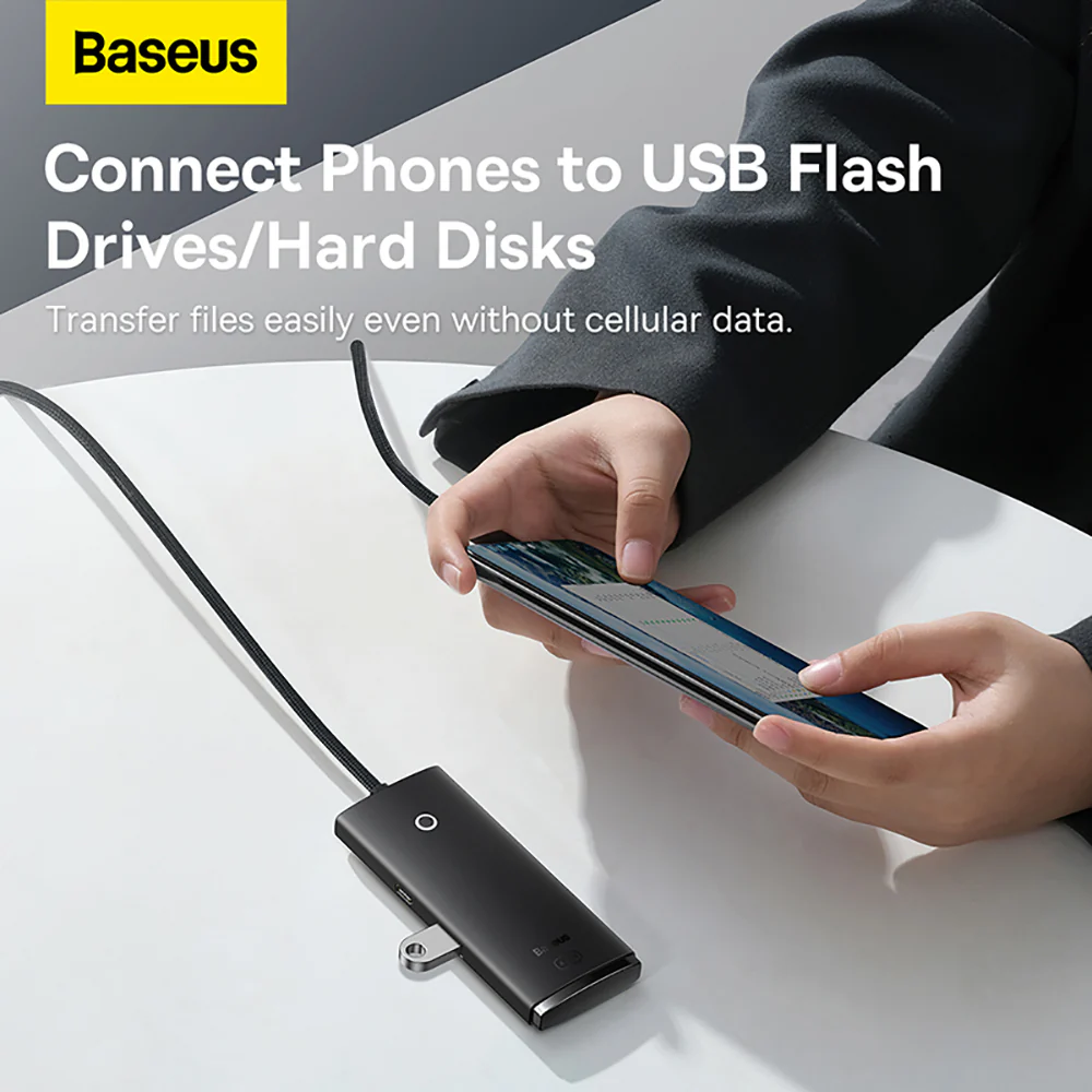Baseus Lite Series 4-Port Type-C to USB 3.0 HUB Adapter - 2m Black - Image 3