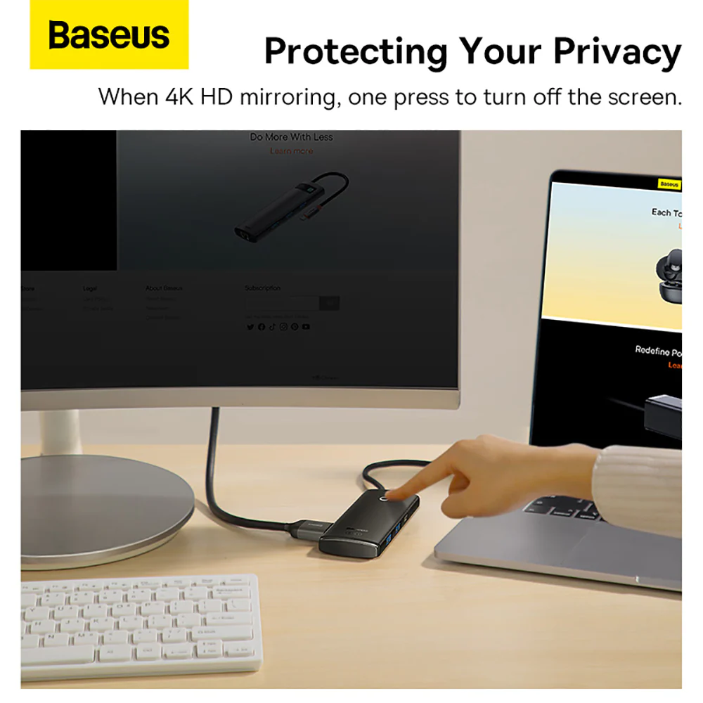 Baseus Lite Series 6-in-1 HUB Docking Station - Black - Image 3