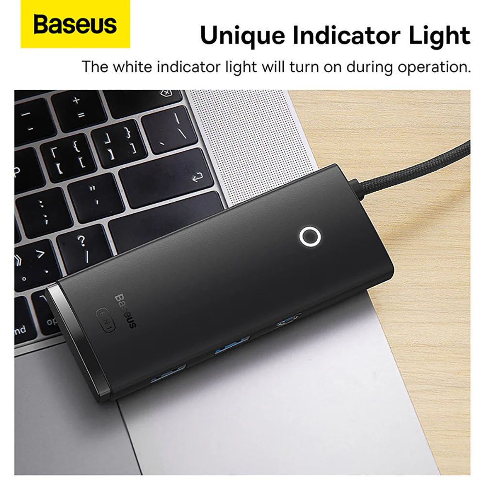 Baseus Lite Series 6-in-1 HUB Docking Station - Black - Image 4