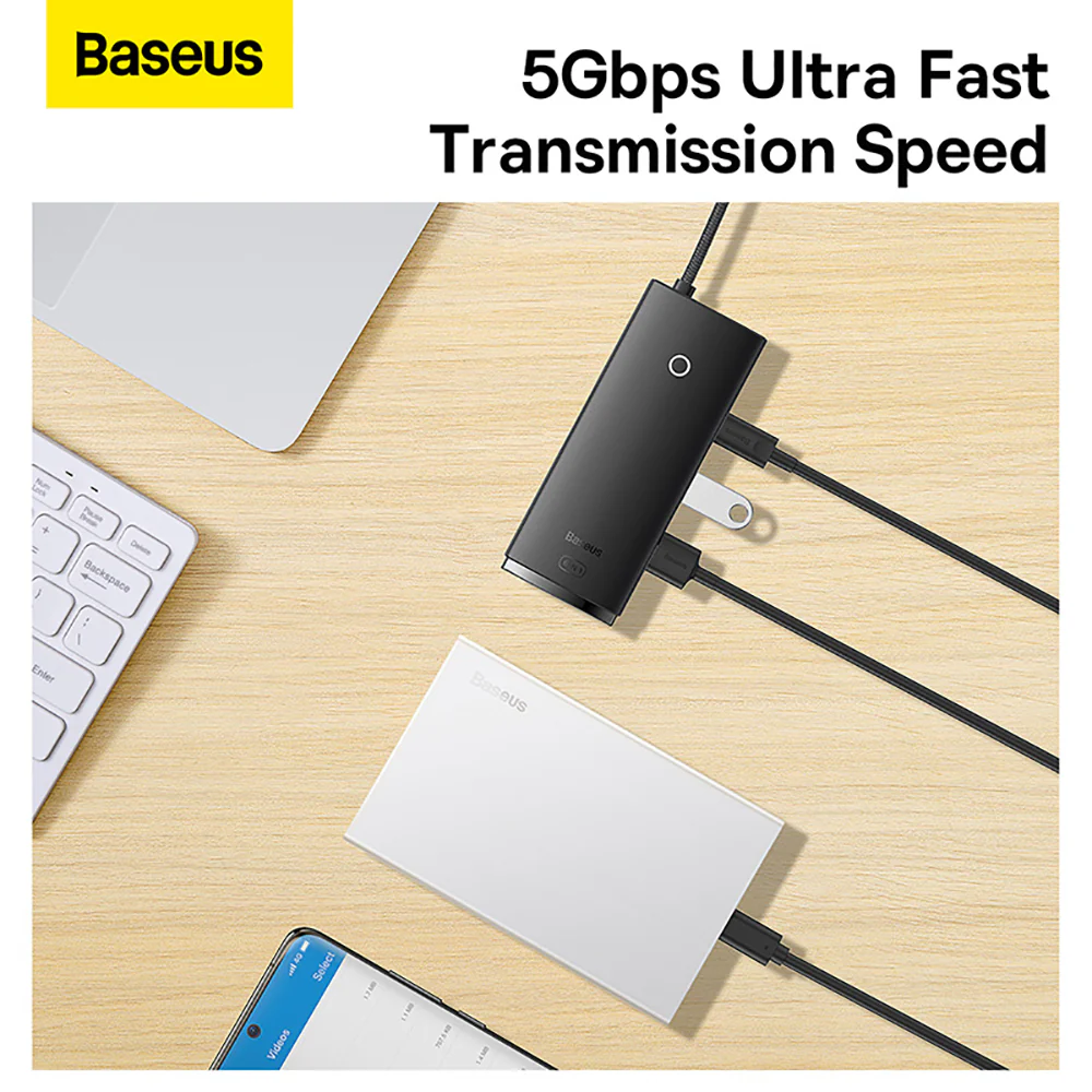 Baseus Lite Series 6-in-1 HUB Docking Station - Black - Image 5