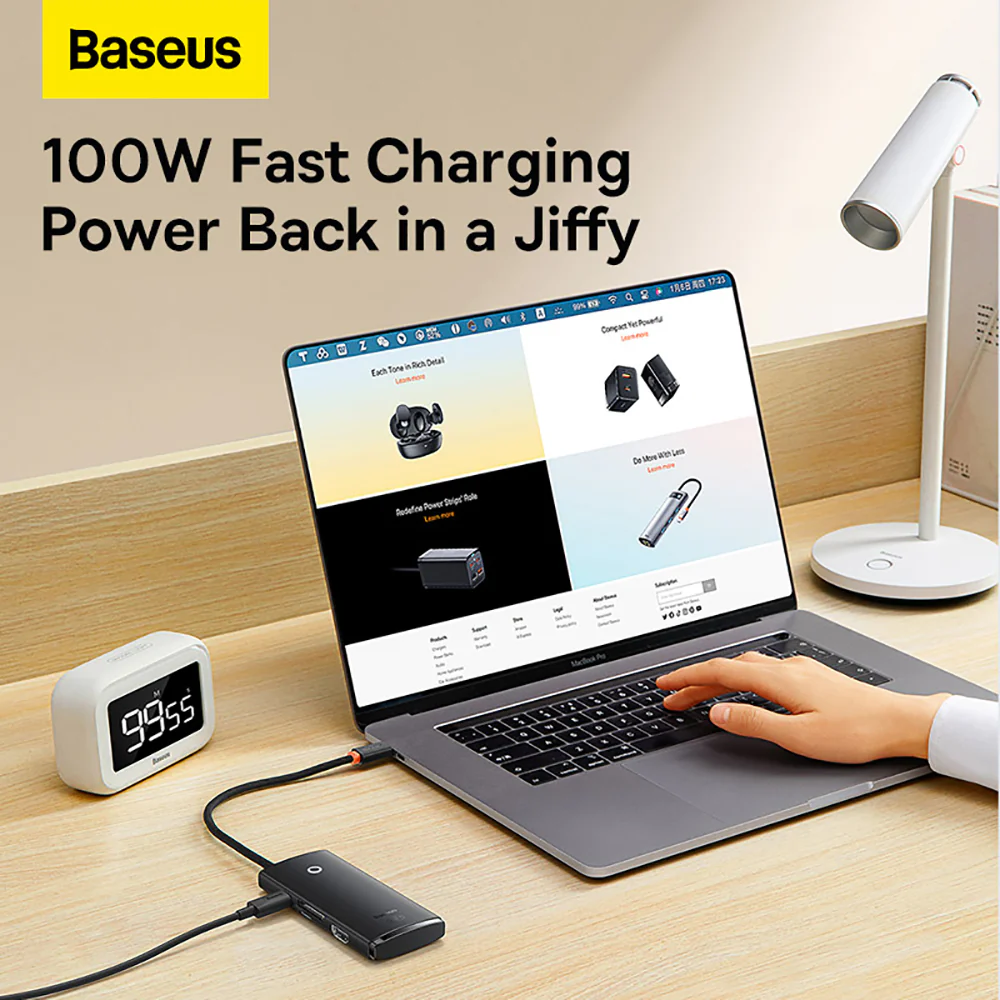 Baseus Lite Series 6-in-1 HUB Docking Station PD Version - Black - Image 4