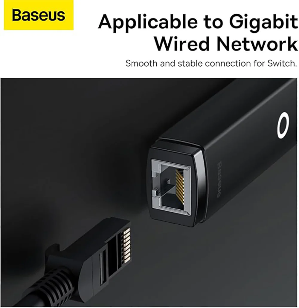 Baseus Lite Series Type-C to RJ45 Gigabit Ethernet Adapter - Black - Image 3