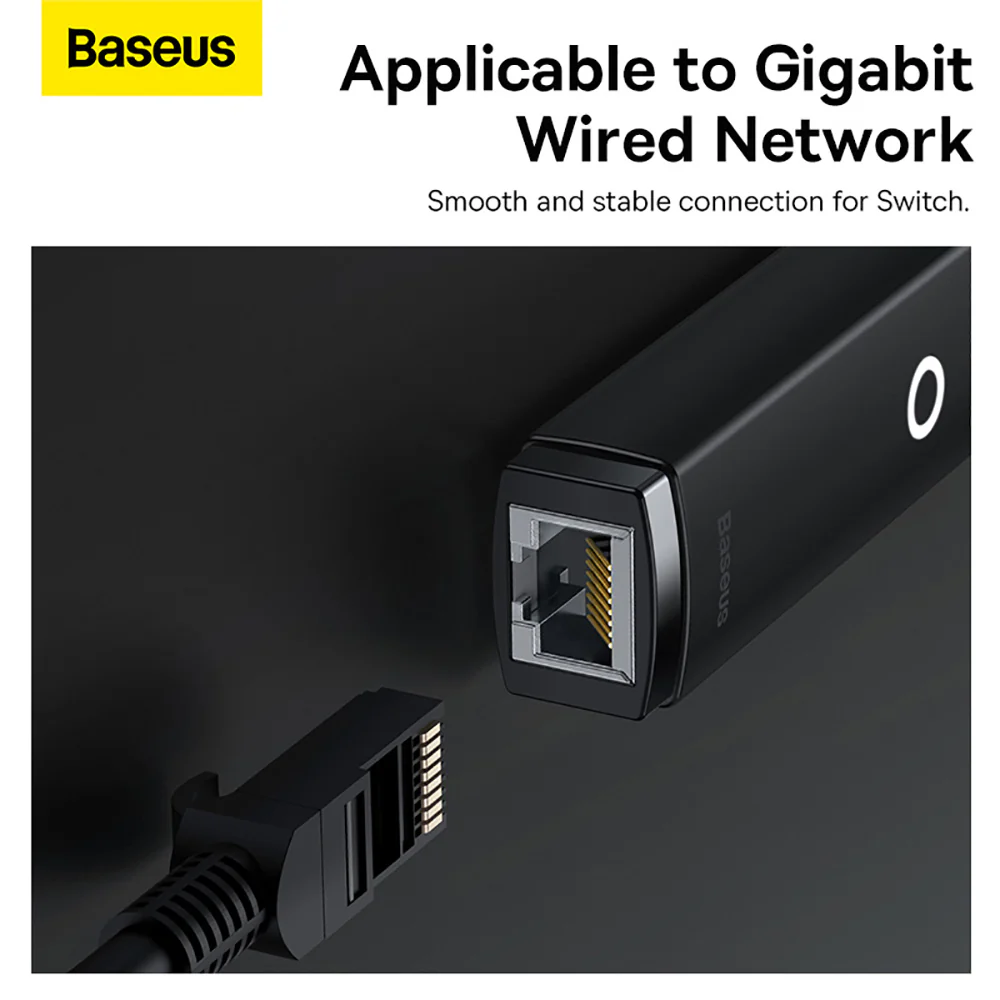 Baseus Lite Series USB-A to RJ45 Gigabit Ethernet Adapter - Black - Image 3