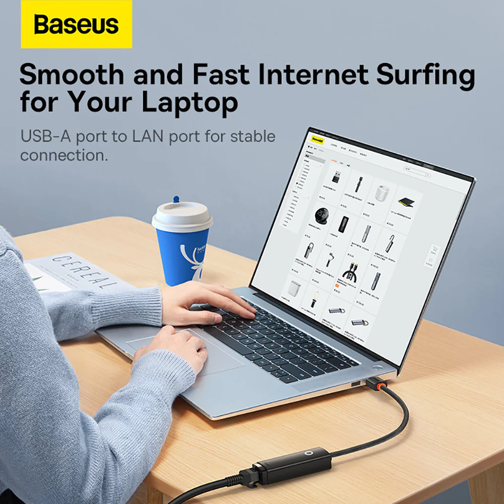 Baseus Lite Series USB-A to RJ45 Gigabit Ethernet Adapter - Black - Image 4