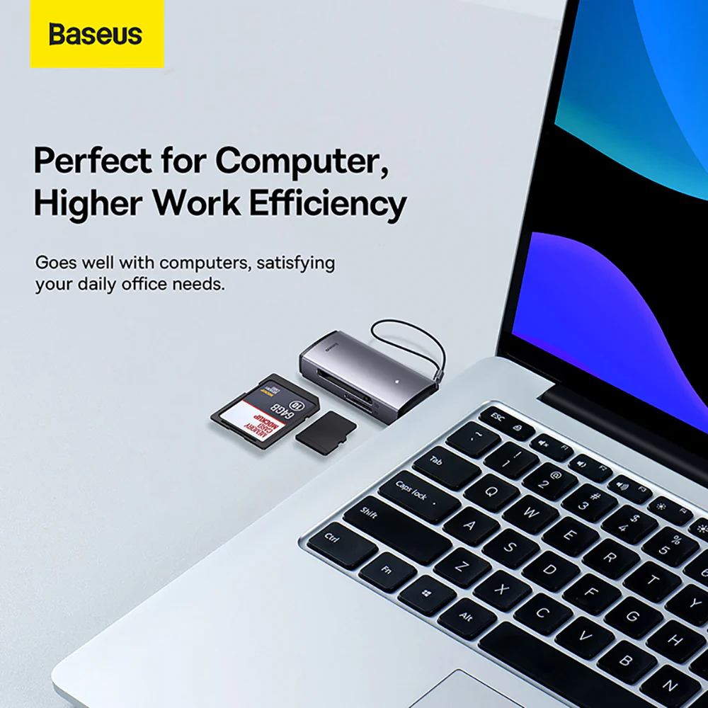 Baseus Lite Series USB-A to SD/TF Card Reader - Deep Space Gray - Image 2