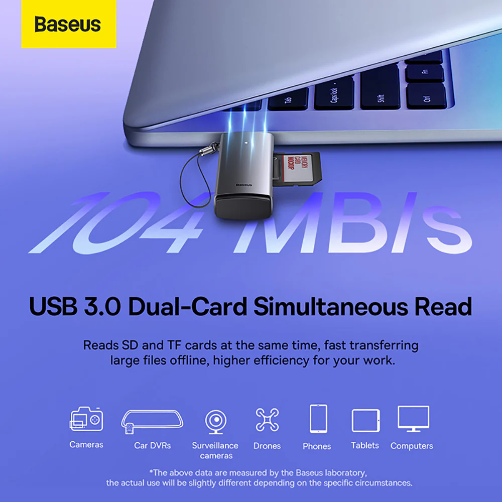 Baseus Lite Series USB-A to SD/TF Card Reader - Deep Space Gray - Image 3