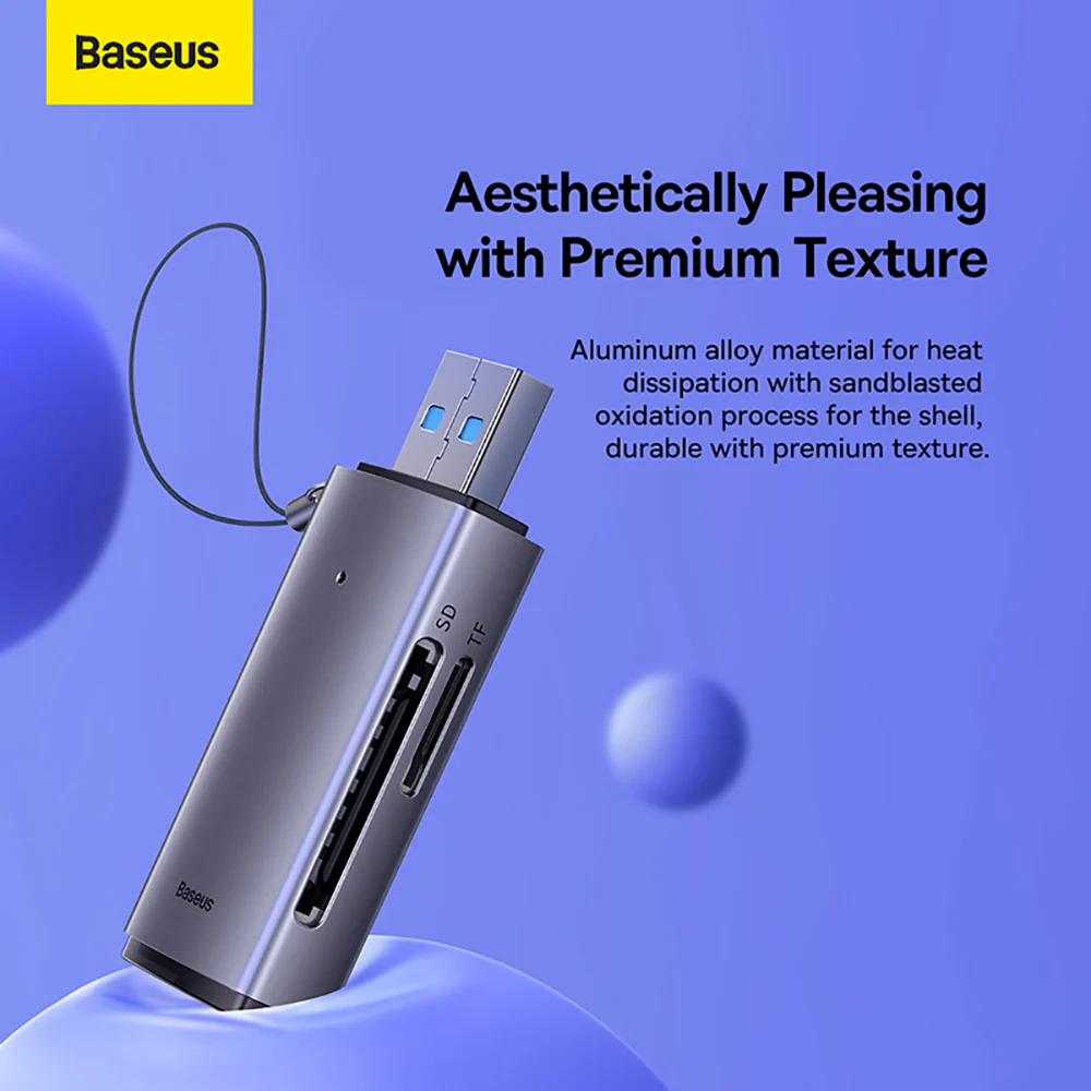 Baseus Lite Series USB-A to SD/TF Card Reader - Deep Space Gray - Image 4