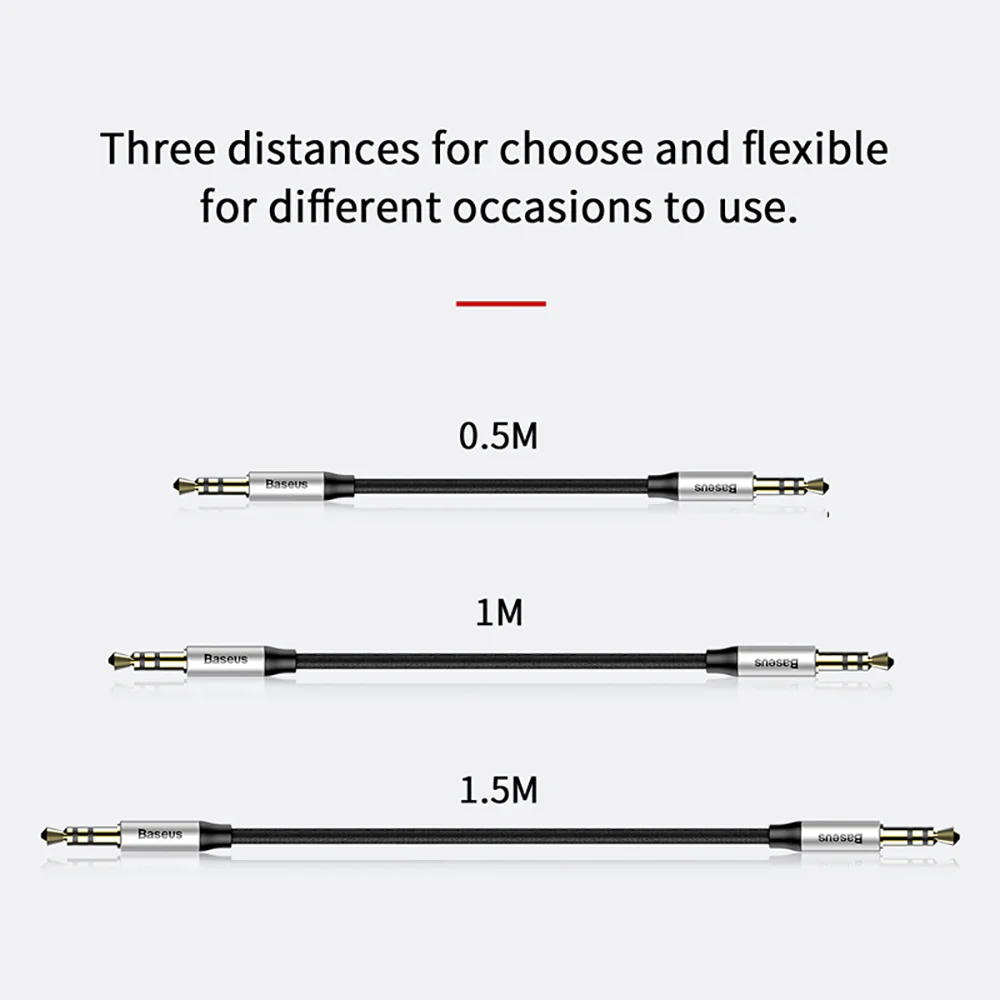 Baseus M30 Audio Cable 3.5mm Male to Male - 1.5m Silver Black - Image 4