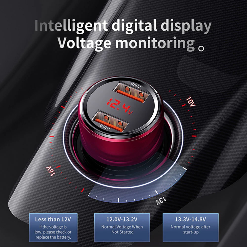 Baseus Magic Series Dual QC Digital Display Fast Car Charger 45W - Black - Image 4