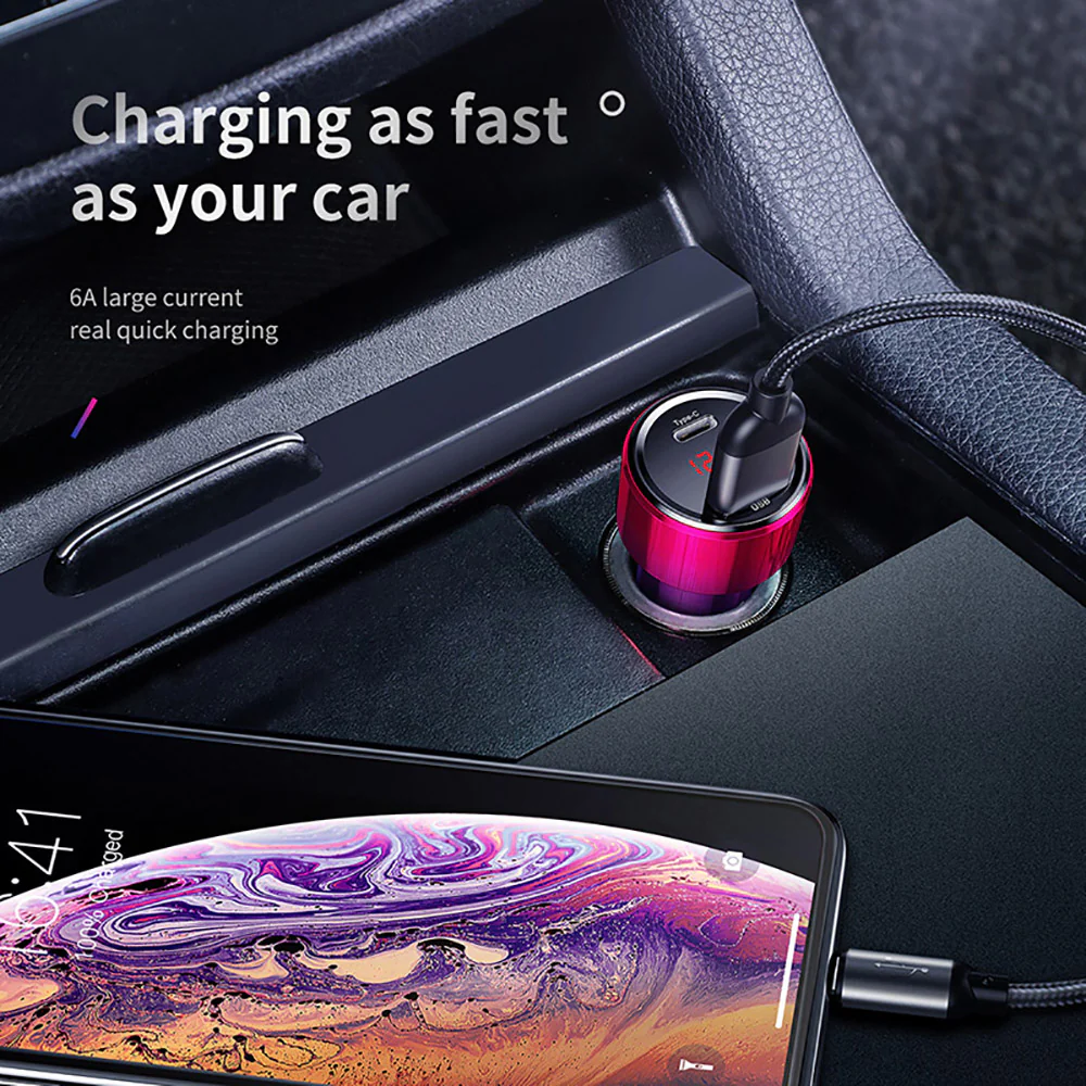 Baseus Magic Series Dual QC Digital Display Fast Car Charger 45W - Black - Image 5