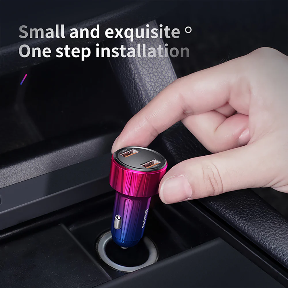 Baseus Magic Series Dual QC Display Smart Car Charger 45W - Magic Red - Image 4