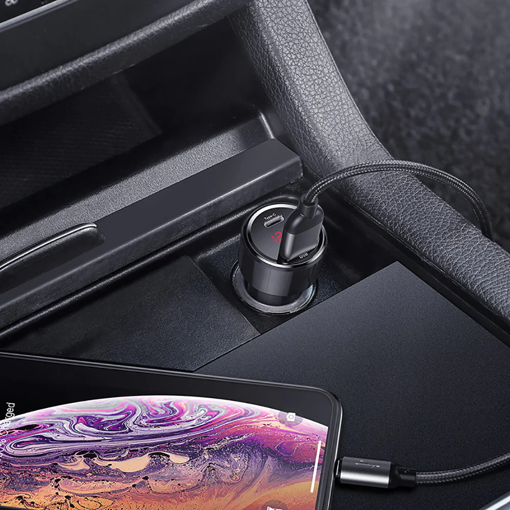 Baseus Magic Series PPS Digital Display Type-C PD+QC Dual Fast Car Charger 45W - Black - Image 2