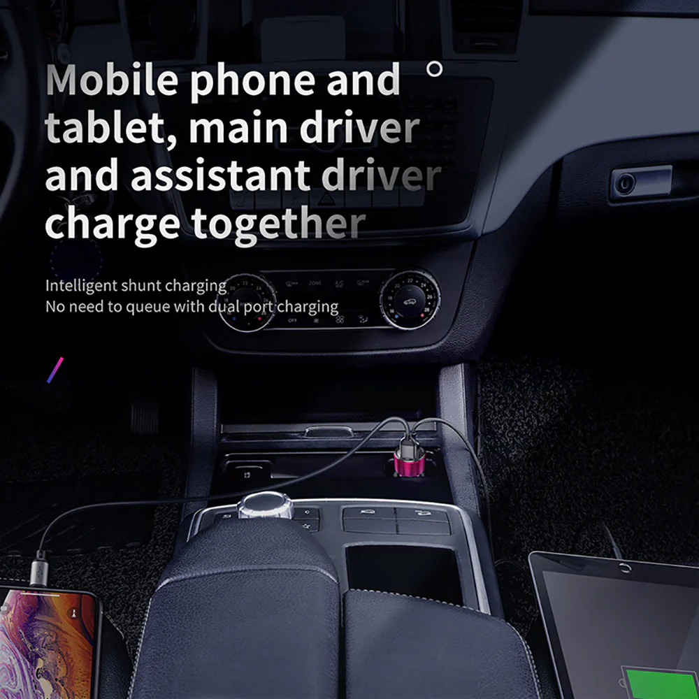 Baseus Magic Series PPS Digital Display Type-C PD+QC Dual Fast Car Charger 45W - Black - Image 5