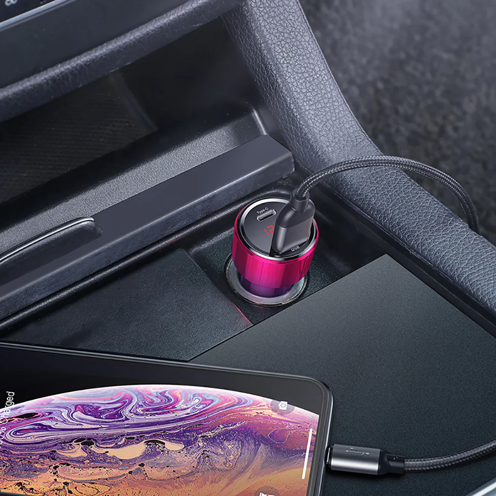 Baseus Magic Series PPS Digital Display Type-C PD+QC Dual Fast Charging Car Charger 45W - Magic Red - Image 2