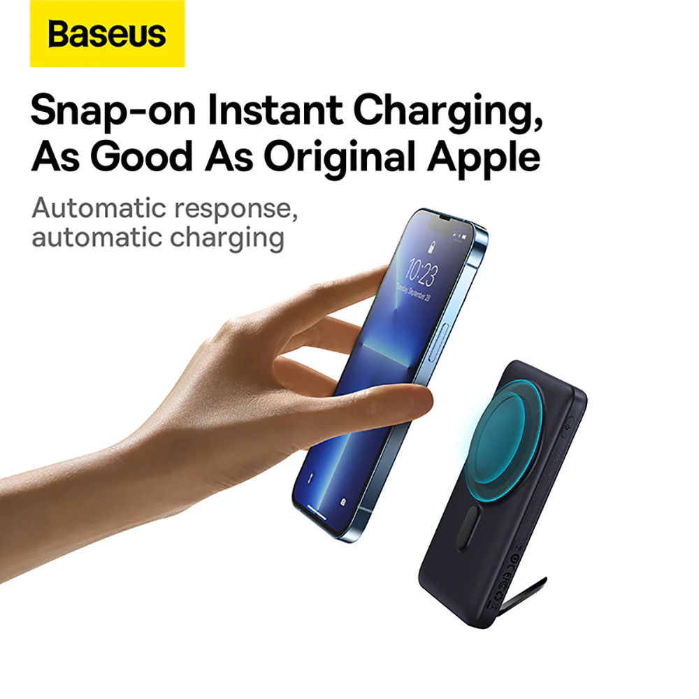 Baseus Magnetic Bracket Wireless Fast Charge Power Bank 10000mAh 20W - Blue - Image 3
