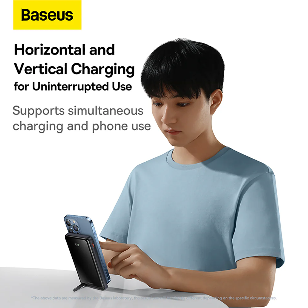 Baseus Magnetic Bracket Wireless Fast Charge Power Bank 10000mAh 20W - Blue - Image 4