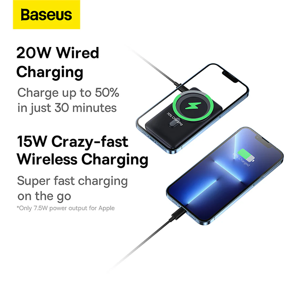 Baseus Magnetic Bracket Wireless Fast Charge Power Bank 10000mAh 20W - Blue - Image 5